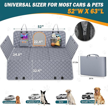 Back Seat Extender for Dogs Large Hard Bottom Car Seat Cover Waterproof Sturdy Nonslip Pets Dog Hammock Backseat Protector for Car