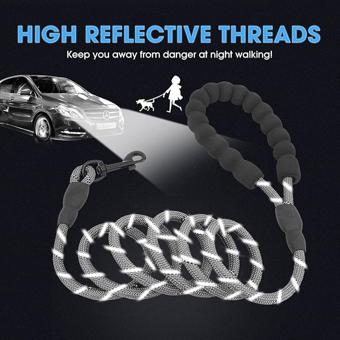 BAAPET 2/4/5/6 FT Dog Leash with Comfortable Padded Handle and Highly Reflective Threads for Small Medium and Large Dogs (5FT-1/3''