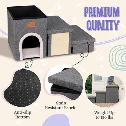 downluxe Dog Stairs for Small Dogs (3-Step Pet