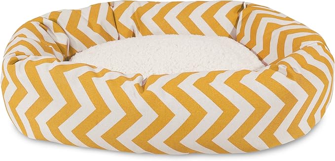 32 inch Yellow Chevron Sherpa Bagel Dog Bed