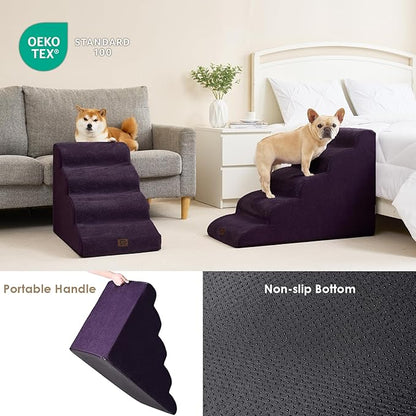 EHEYCIGA Curved Dog Stairs for High Beds 22.6" H 5-Step Dog