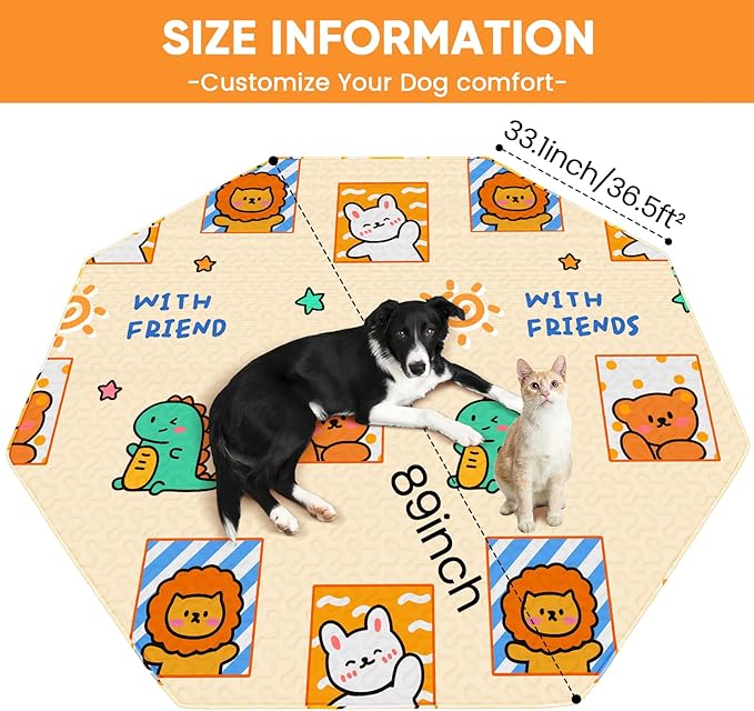 PJYucien Reusable Pee Pads for Dogs 33'' Per 89'' Diagonal 24/31/32'' Width 8 Panels