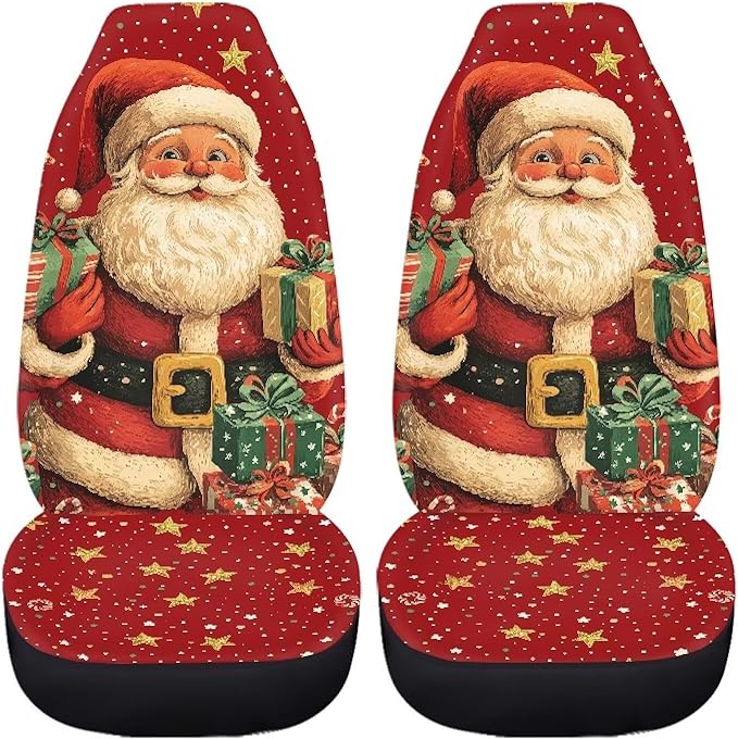 Christmas Santa Claus Seat Covers for Cars Front Seat
