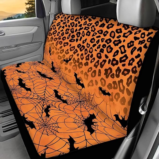 AFPANQZ Halloween Leopard Bat Car Back Seat Covers Protector Rear Car Seat Cushion Dust and Scratch Proof Universal Fits Car