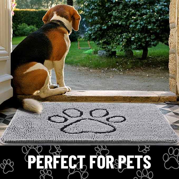 smiry Dog Door Mat for Muddy Paws (24x16 Inches,