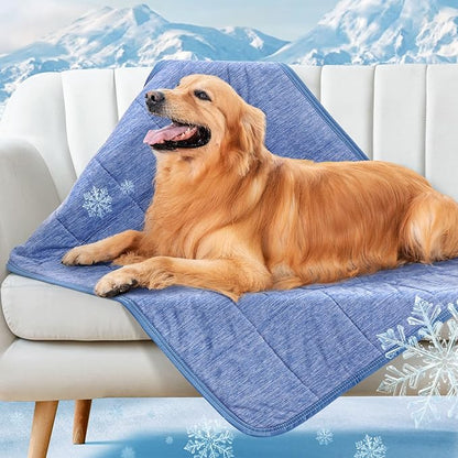 LOOBANI Dog Cooling Blanket for Large Dogs, 0.4>Q-Max Dog Cooling Throw Blanket, Washable & Lightweight Pet Blanket Suitable for Bed Cover Couch Sofa, Protect Furniture | 30x40, Blue