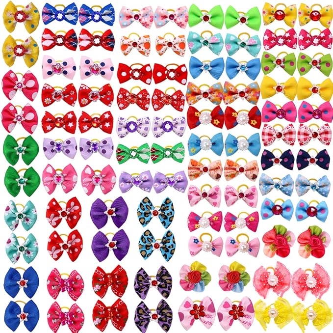 60pcs Dog Hair Bows 30 Beautiful