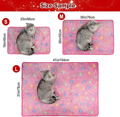 Dono 1 Pack 3 Dog Blanket Soft Fluffy Fleece Blanket for Small, Medium and Large Dogs - Paw Print Pink Pet Blanket Mat