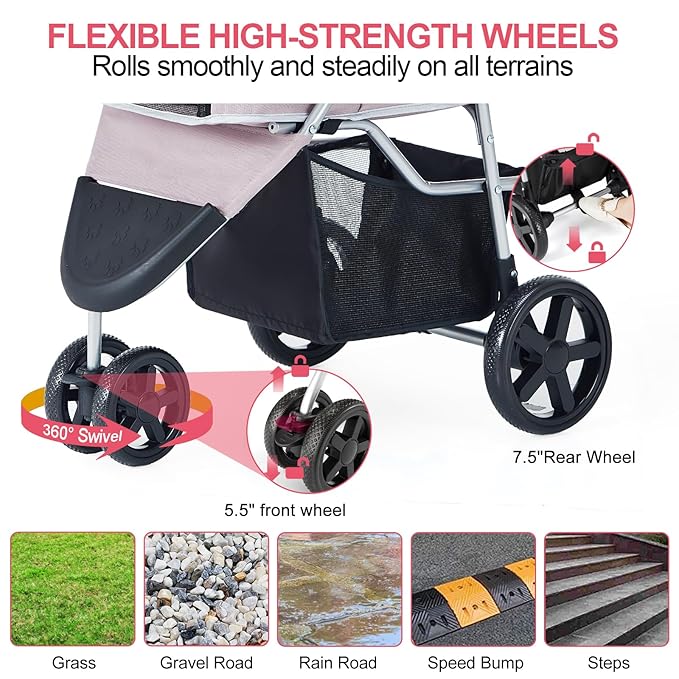 Pet Stroller 3 Wheel,