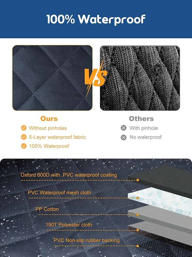 Dog Car Seat Cover for Back Seat Dog Hammock for Car Dog Car Seat Cover Hard Bottom Holds 110lbs