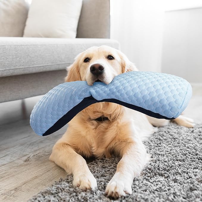 HOMBYS Cooling Dog Claming Pillow for Large and Medium Dogs, Soft & Breathable Dog Neck Pillow Improve Anxiety Relief, Machine Washable Pet Pillow for Dogs & Cats, Pet Calming Toy(17"x8", Light Blue)