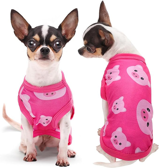 Adorable Pink Pig Dog Shirt: Lightweight Polyester Cartoon Puppy Vest, Small Medium & Large Dog T-Shirt, Summer Pet Clothes, Cute Dog Apparel, Breathable Dog Tank Top 3XL