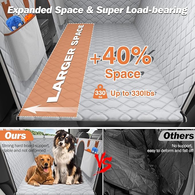 Dog Car Seat Cover for Back Seat 330lbs Waterproof