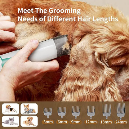 Dog Grooming Kit, Pet Grooming Vacuum with Pet Clipper Nail Grinder, Dog Hair Vacuum with 6 Pet Grooming Tools for Dogs Cats Shedding Grooming