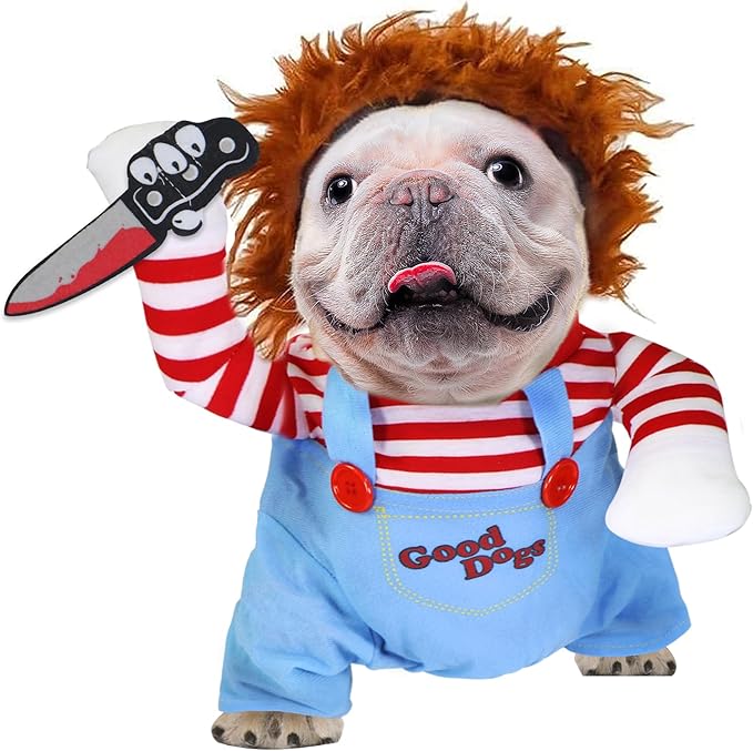 Dog Halloween Costumes, Pet Deadly Doll Dog Costume Funny Dog Costumes Dog Halloween Costume Clothes for Small Medium Large Extra Large Dogs Pets (Large)