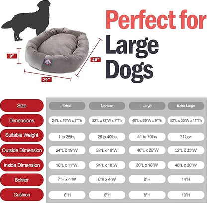 Majestic Pet 40 Inch Micro Velvet Calming Dog Bed Washable – Cozy Soft Round Dog Bed with Spine for Head Support 40x29x9 (inch)