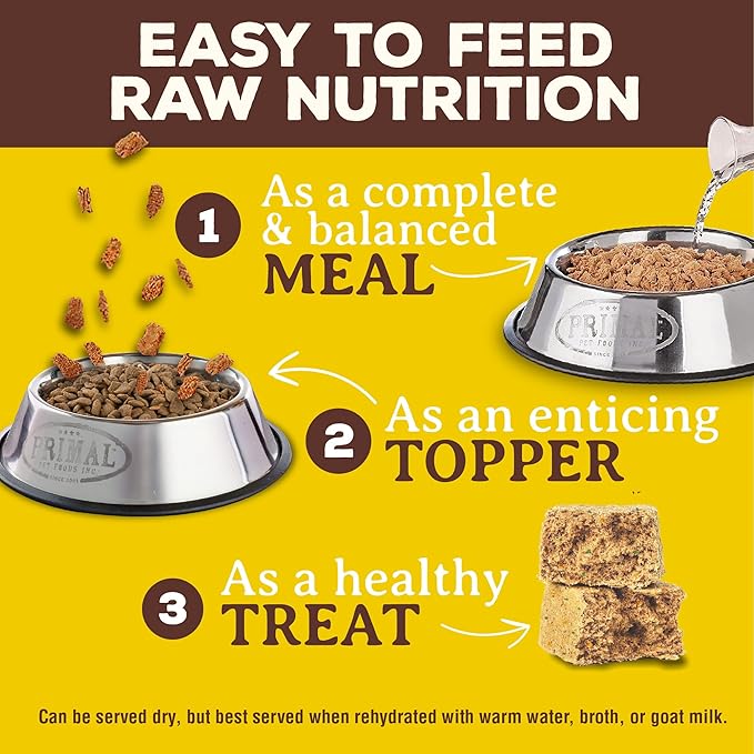 Primal Freeze Dried Raw Dog Food Nuggets, Rabbit, Complete & Balanced Meal, Also Use as Topper or Treat, Premium, Healthy, Grain Free, High Protein Raw Dog Food, 14 oz