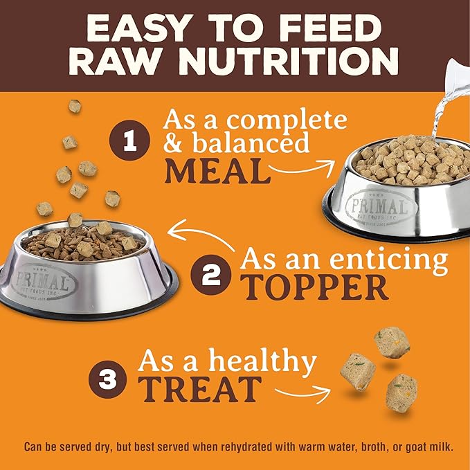 Primal Freeze Dried Dog Food Pronto, Beef; Scoop & Serve, Complete & Balanced Meal; Also Use as Topper or Treat; Premium, Healthy, Grain Free High Protein Raw Dog Food (16 oz, 2-pack)