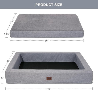 EXQ Home Orthopedic Dog Bed for X-Large Dog 2 in 1 Multipurpose Liner(Grey,42x30x6 inches)