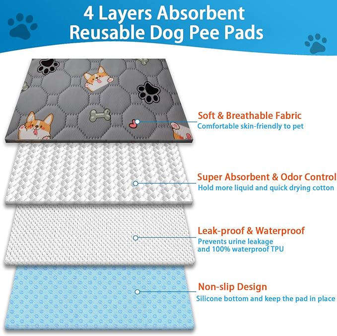Washable Pee Pads for Dogs 2Pack 36''x41''