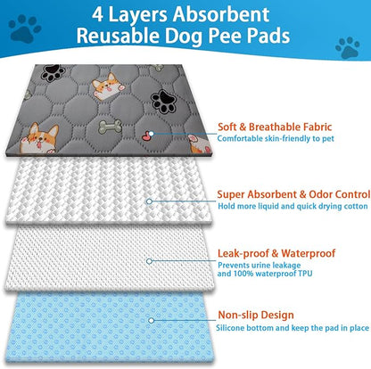 Washable Pee Pads for Dogs 2Pack 24''x36''
