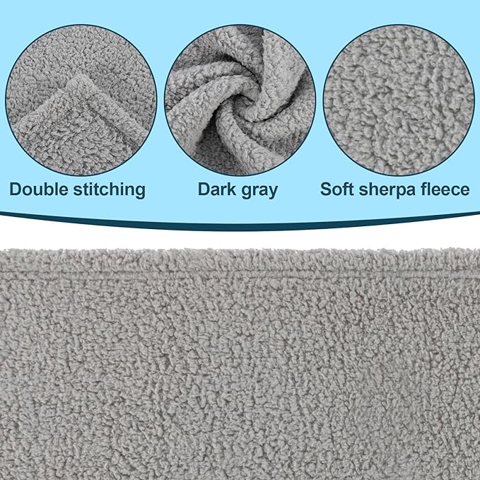 Sherpa Fleece Dog Blanket - Pet Blanket for Cats Soft Small Puppy Blankets for Small Dogs Indoor Cats Fluffy Dog Pet Throw Blanket for Dog Small Fleece Warm Grey Dog Blanket for Bed