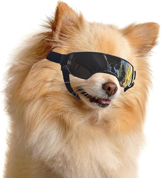ENJOYING Dog Sunglasses Small Dog Goggles Anti-UV Doggy Glasses for Small Dogs Big Cats Impact/Wind/Dust/Fog Proof Puppy Eye Protection