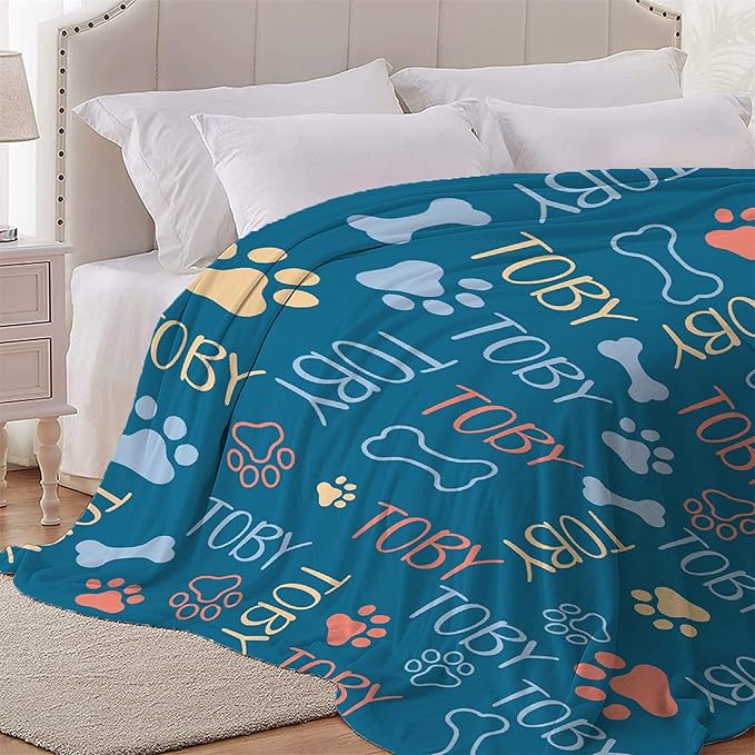 Personalized Dog Blankets Dog Paw Print Blanket Puppy Blanket 60"x50"
