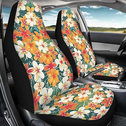 UNICEU Hawaiian Hibiscus Automotive Seat Covers 2Pcs Car