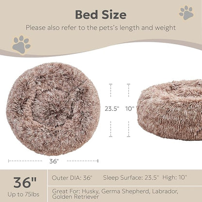 Calming Donut Dog Beds for Large Size Dog and Medium Size Dog 36")