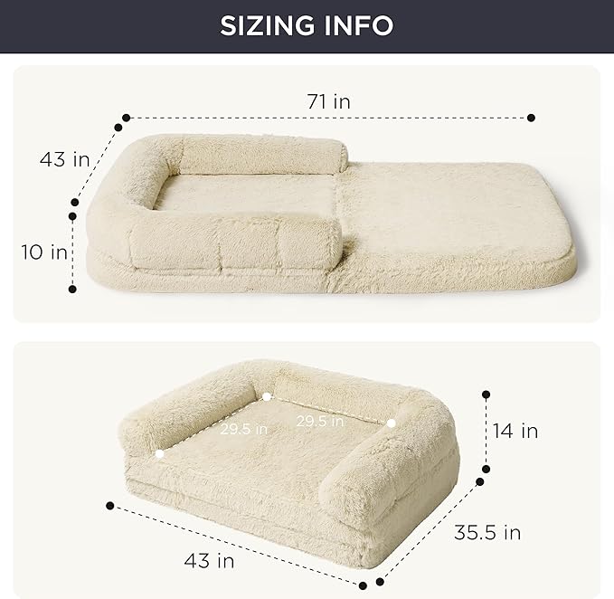 Bedsure Foldable Human Dog Bed for People Adults 2 in 1 Calming