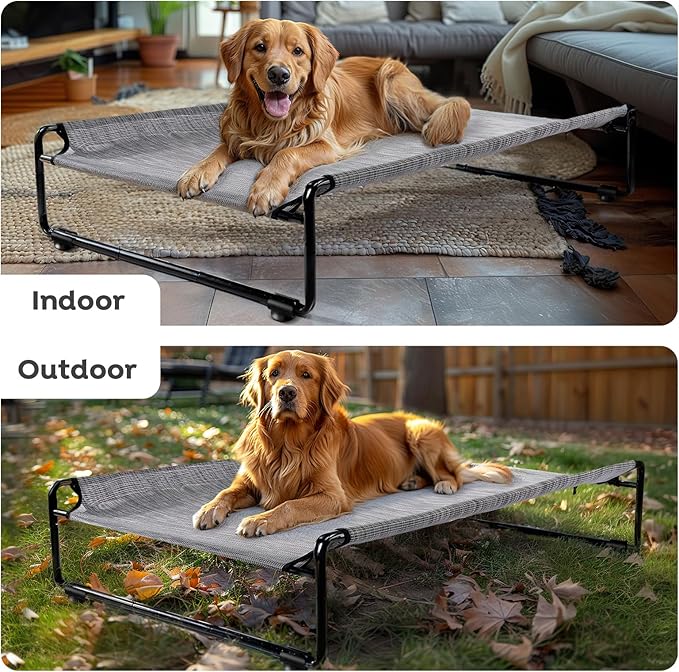 Veehoo Large Elevated Dog Bed with Flannel Dog Blanket CWC2201B