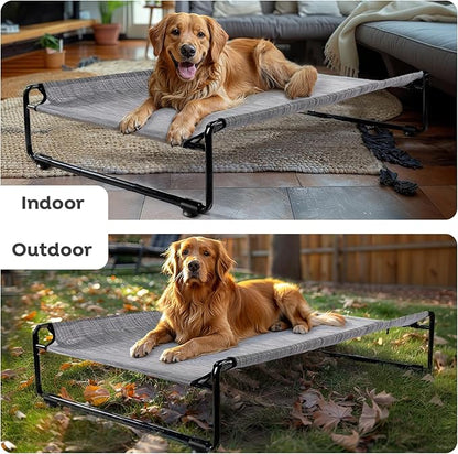Veehoo Large Elevated Dog Bed with Flannel Dog Blanket CWC2201B
