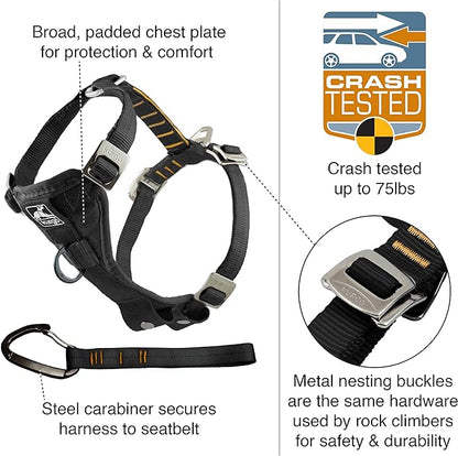 Kurgo Tru-Fit Enhanced Strength Dog Harness - Crash Tested Car Safety Harness for Dogs, No Pull Dog Harness, includes Pet Safety Seat Belt, Steel Nesting Buckles (Deep Violet, X-Small)