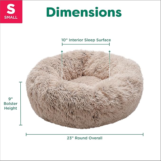 Furhaven 23" Round Calming Donut Dog Bed for Indoor Cats & Small Dogs 20 lbs 23.0"L x 23.0"W x 9.0"Th