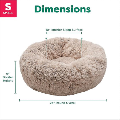 Furhaven 23" Round Calming Donut Dog Bed for Indoor Cats & Small Dogs 20 lbs 23.0"L x 23.0"W x 9.0"Th