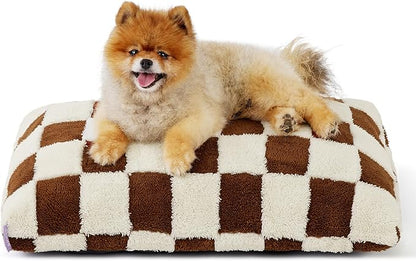 Lesure Small Dog Beds-Thick Shredded Chopped Foam Pet Bed Bottom(24'x16', Brown)
