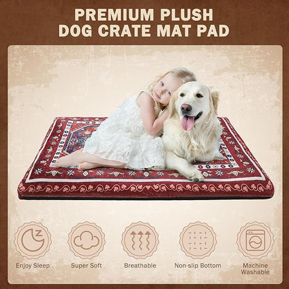 SCENEREAL Dog Crate Mat for Small Medium Large Dogs 18" x 24", Red