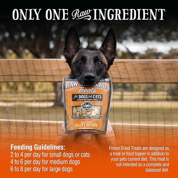 Northwest Naturals Raw Rewards Freeze-Dried Sweet Potato Treats for Dogs and Cats - Bite-Sized Pieces - Healthy, 1 Ingredient, Human Grade Pet Food, All Natural - 2 Oz (Packaging May Vary)