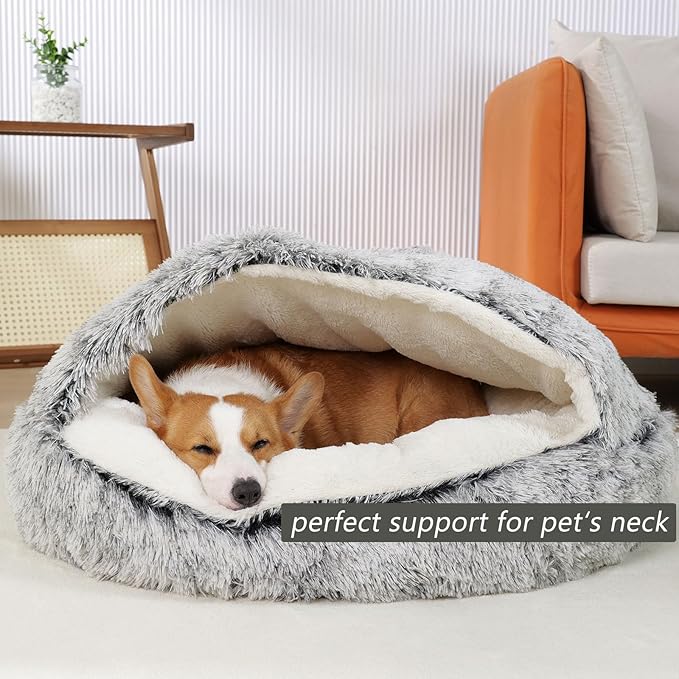 Cat Beds for Indoor Cats Cave & Calming Dog Beds A27inch, Grey