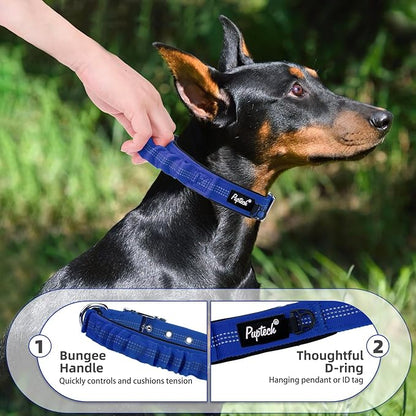 PUPTECK Heavy Duty Dog Collar with Handle Bungee for Small Medium Large Dogs