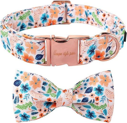 Unique Style Paws Cotton Dog Collar with Bow