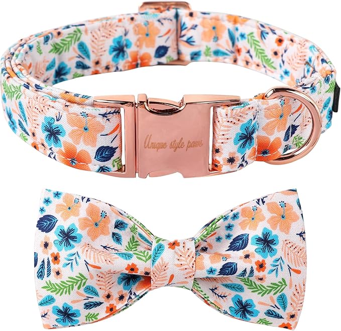Unique Style Paws Cotton Dog Collar with Bow
