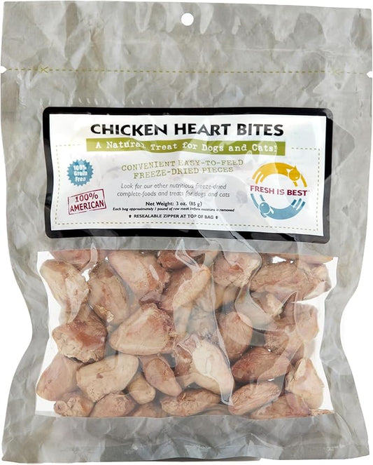 Fresh Is Best - Freeze Dried Healthy Raw Meat Treats for Dogs & Cats - Chicken Hearts