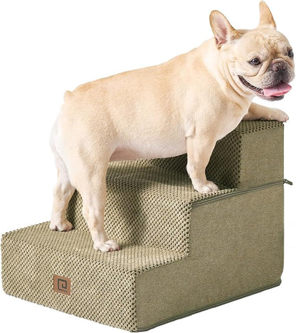 EHEYCIGA Dog Stairs for Small Dogs 13.5" H 3-Step Dog