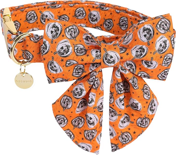DOGWONG Fall Dog Collar with Bowtie