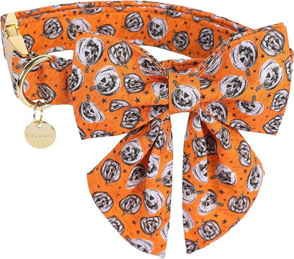 DOGWONG Fall Dog Collar with Bowtie