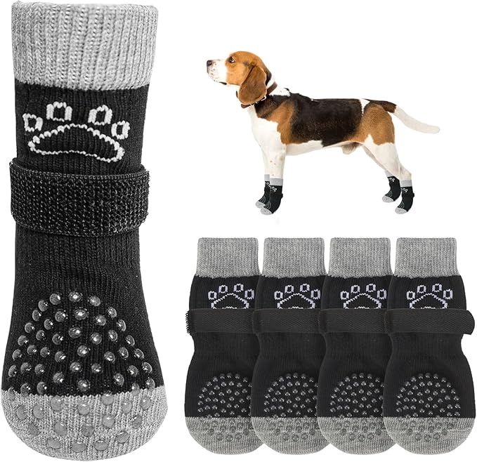 SCENEREAL Dog Socks to Prevent Licking Paws for Hardwood Floors Anti Slip