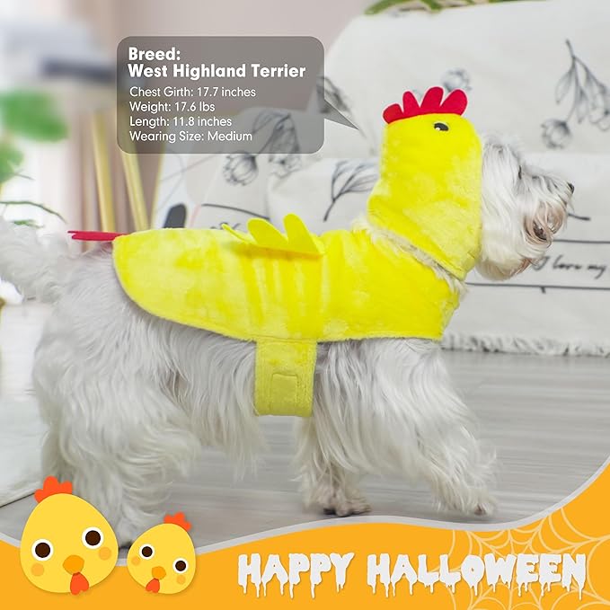 cyeollo Dog Chicken Costume Pet Halloween Costumes Funny Holiday Outfits Cute Hoodies Coats for Small Medium Large Dogs, Yellow Chicken M