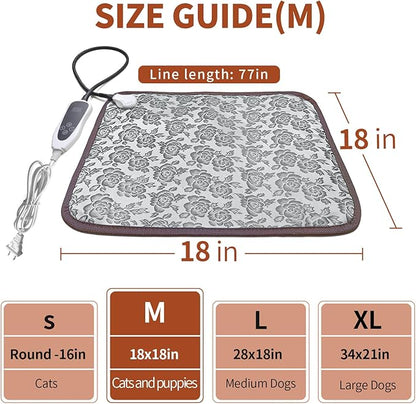Pet Heating Pad 18x18 in Cat Heating Pads for Cats Waterproof Smart Thermostat Switch